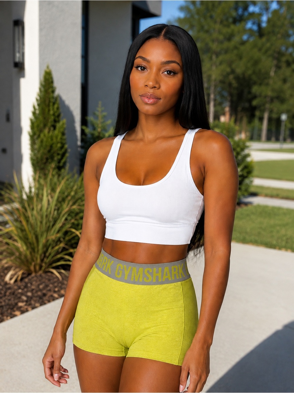Gymshark Lime Green High-Waist Bike Shorts